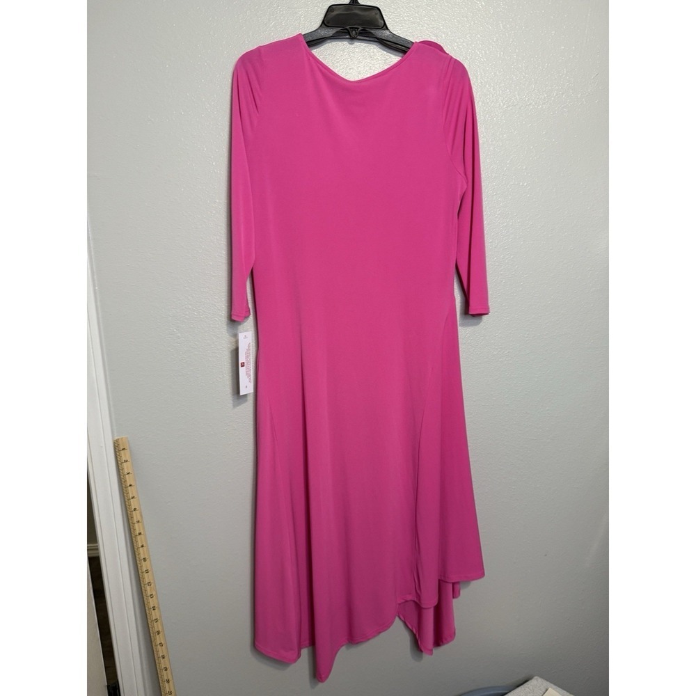 IC COLLECTION Asymmetrical Hem Dress- 6153D Pink $208 Valentines Easter Small - Picture 6 of 6